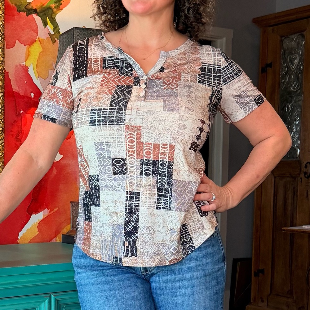 Patchwork Short Sleeve Top